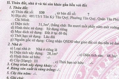 Chính chủ SHR đi bộ Aeon 481/15/1 Tân Kỳ Tân Quý