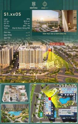 Căn góc 3PN S1 Sentosa View vòng xuyến cầu Nguyệt Viên