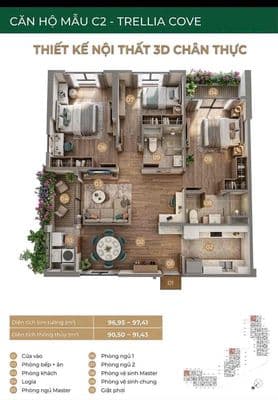 Bán căn Trellia Cove-Mizuki Park, 3PN 2 ban công ĐB-ĐN, 10% ký HĐMB