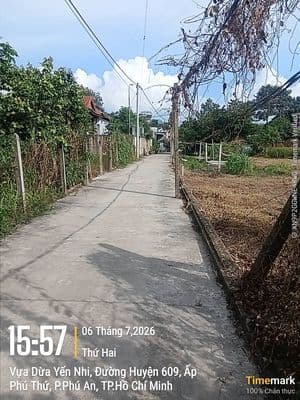 Bán đất Phường Phú An, TPHCM, đường bê tông nhánh ĐH 609