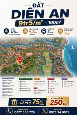 9tr5/m2 - chỉ còn 2 lô cuối cùng – đất diên an - tây nha trang