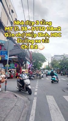 Giảm 300tr| B.á.n gấp nhà mặt tiền Đ.38|Gần chợ Hiệp Bình| DTSD 118m2