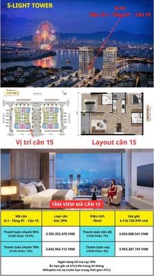 S-light tower căn 2pn/76m2 giá 3.355 tỷ