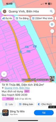 Chính chủ bán lô đất biệt thự 310m2 full thổ cư . kdc hiện hữu