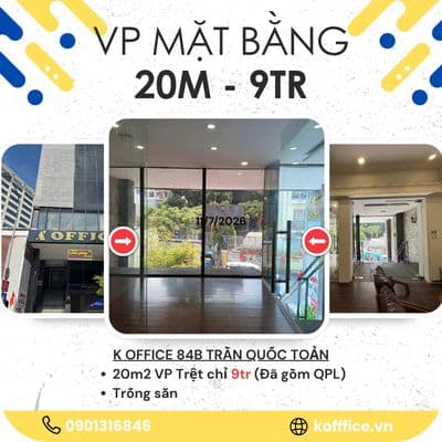 Chính chủ mặt bằng vp 20m - 9tr - trần quốc toản q3