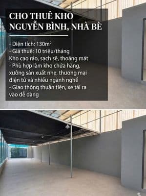 Cho thuê kho Nguyễn Bình, Nhà Bè – 130m² – giá chỉ 10 triệu/tháng