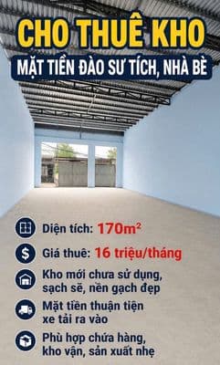 Cho thuê kho mặt tiền Đào Sư Tích, 170m² – kho mới – vào sử dụng ngay