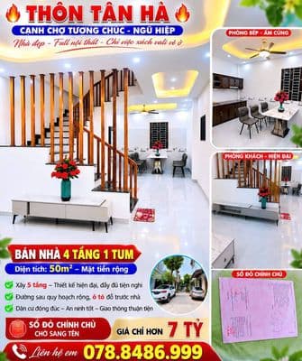 Bán nhà 4 tầng 50m2 cạnh chợ Tương Chúc - Ngũ Hiệp