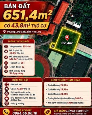 Bán đất diện tích lớn tại phường 2 long châu – vĩnh long
