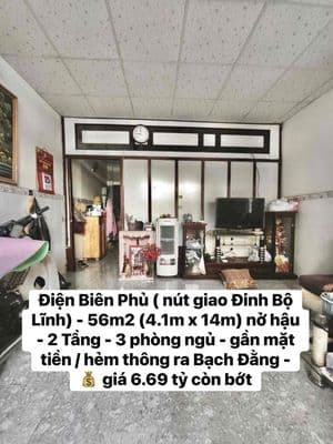 Bán nhà Điện Biên Phủ P15 Bình Thạnh, 56m2(4.1x14) nở hậu, 3 phòng