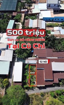 Đất củ chi bán nhanh 500 triệu