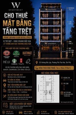 Cho Thuê Mặt Bằng Trệt Toà Nhà CHDV Cao Cấp 151 Độc Lập - DT 7x25m