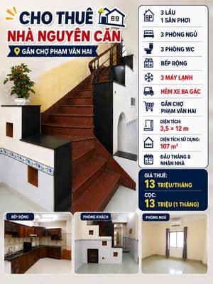 Cho Thuê Nhà Nuyên Căn Đường PHẠM VĂN HAI gần chợ PVHai