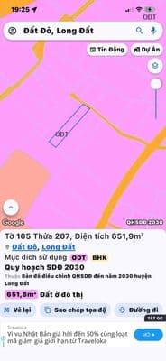 Bán đất hẻm bê tông 4m. Tổng diện tích đất: 652,2m. Có 100m thổ cư.