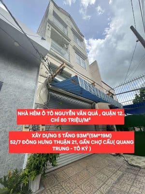 Nhà 5 Tầng HXH Nguyễn Văn Quá Q12 – 5PN, 91m² Ngang 5m Giá Rẻ 80Tr/m²