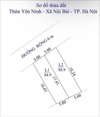 Bán đất Yên Ninh, Nội Bài, Hà Nội - 88.9m2, mặt tiền 5m