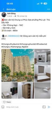 GIÁ BÁN CHỈ 990TR Bán căn hộ Chung cư Phúc Đạt Gần ĐH Bình Dương