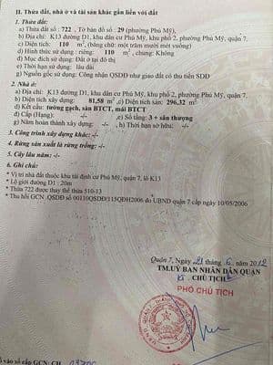 Nhà bán mặt tiền đường D1- Phú Mỹ- Q7