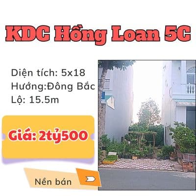 Bán nền 90m2 - 2tỷ500 - kdh hồng loan 5c, cái răng, cần thơ.