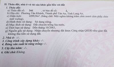 Bán đất mặt tiền chính chủ P. Tân An, tỉnh Tây Ninh