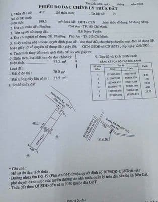 Bán đất Phú An, Dĩ An, thổ cư 70m2