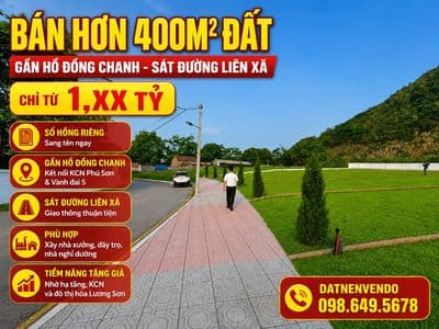 Bán nhanh hơn 400m² đất sát hồ Đồng Chanh, chính chủ, sổ hồng, rất đẹp