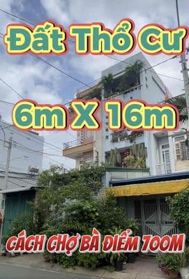 ĐẤT 6m X 16m-Cách Chợ Bà Điểm-700m-KDC Đường 9m