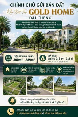 Chính chủ gửi bán nhiều nền đẹp tại kbt gold home dầu tiếng