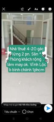 Nhà thuê 4*20 Gác Lửng .xe hơi vào. Đường vĩnh lộc B bình chánh tphcm