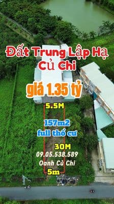 Giảm 300 triệu còn 1.35 tỷ đất full thổ ngay thị trấn củ chi