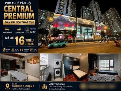 Central Quận 8 | 2PN + 2WC 74m2 | Full nội thất chỉnh chu | Giá 16tr