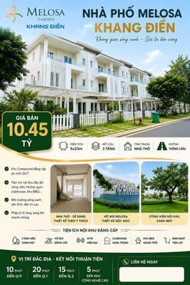 Nhà compound melosa khang điền 5x23m - 3 tầng - nhà thô - sân ô tô