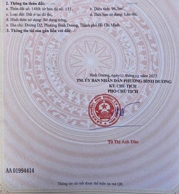 Bán Đất Phú Mỹ - Bình Dương - Gần KCN Đại Đăng