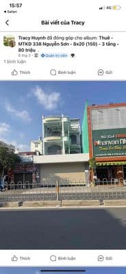 MTKD Nguyễn Sơn 8.5x27m 1 lầu 60tr/th