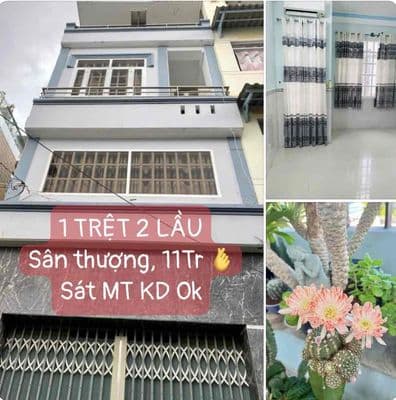 Nhà rẻ 11tr, 1 trệt 3tầng sân thượng, sát mặt tiền ở và kd ok ngon
