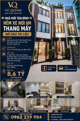 Nhà mới tân bình - hẻm xe hơi 6m - thang máy - nở hậu tài lộc
