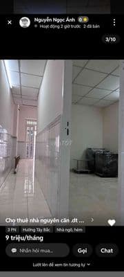 cho thuê nhà nguyên căn nhà mới như hình 3.7x16m 3pn 2wc giá 9tr.