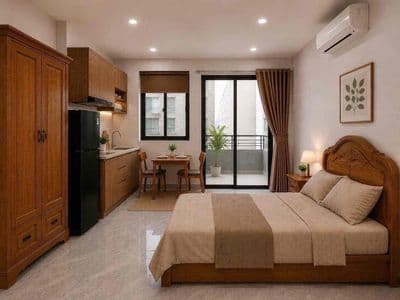 Cho thuê chdv đầy đủ nội thất - có bancol - thang máy - gần đh vhu tp