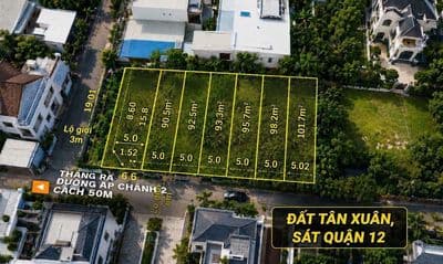 Đất 5 x 20m Tân Xuân, Khu Song Hành + Đồng Tâm. Giáp Quận 12
