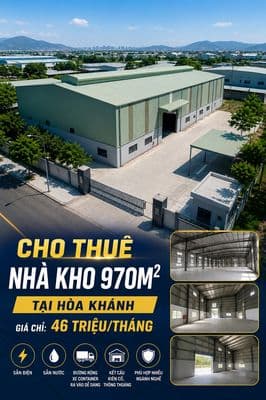 Cho thuê nhà kho 970m² tại hòa khánh – giá chỉ 46 triệu/tháng