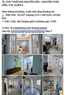 Cần cho thuê nhà nguyên căn q4 giá từ 4tr -> 30triệu