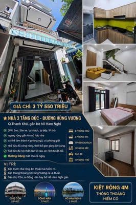 nhà 3 tầng đúc đường hùng vương ngay bờ hồ hàm nghi