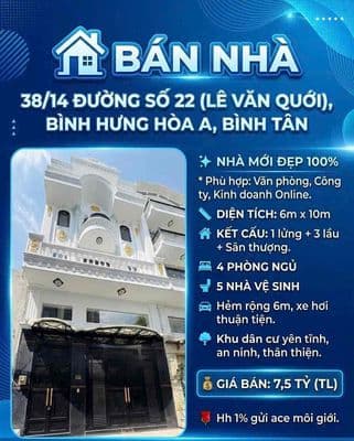 Chính chủ bán nhà hxh đường số 22 lê văn quới biệt thự mini hem xe hoi