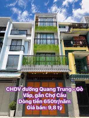 Bán CHDV thu nhập 650tr/năm Giá: 9,8tỷ đường Quang Trung - Gò Vấp