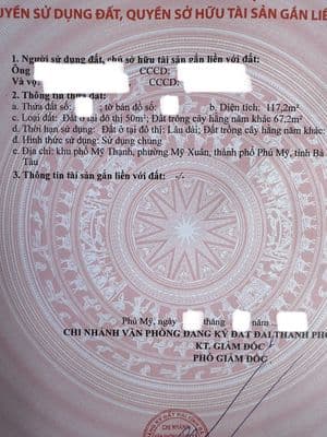 Cần chuyển nhượng 02 nền đất thổ cư tại Tp. Phú Mỹ, BR-VT