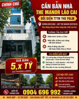 Bán Nhà Xây Thô 4 Tầng đường Bích Đào khu đô thị The Manor Lào Cai