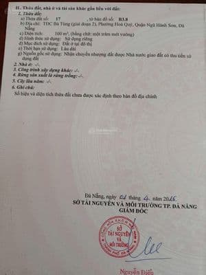 CHÍNH CHỦ - Bán đất Khu TĐC Bá Tùng GĐ 2 Hòa Quý, Ngũ Hành Sơn,Đà Nẵng