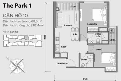 Cho thuê park 1 – 2pn, giá 22 triệu
