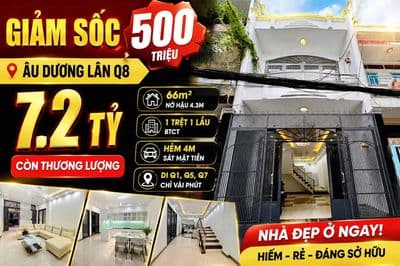 Giảm 500tr nhà hxh âu dương lân- 66m2- chỉ 7.2 tỷ tl- nhà đẹp, ở ngay