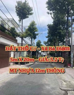 Đất mt nhựa 12m thông-5m x 20m- cách chợ bà điểm 700m